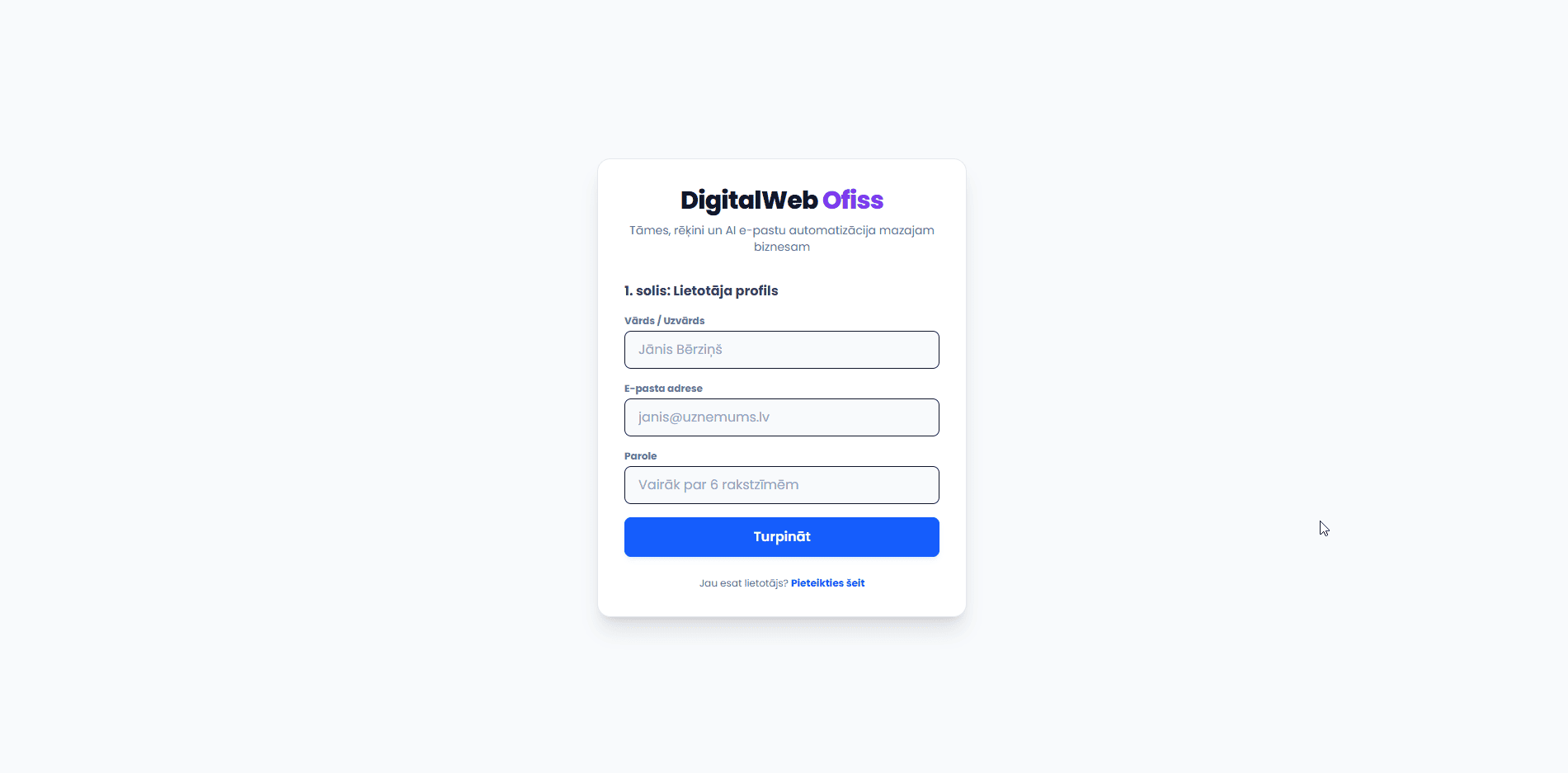 DigitalWeb ofiss piedāvājumu un rēķinu ģenerēšanai