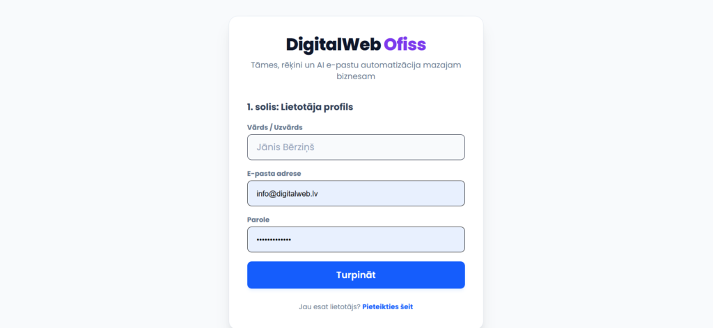DigitalWeb ofiss piedāvājumu un rēķinu ģenerēšanai